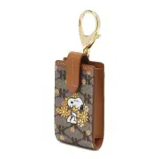HAZZYS x PEANUTS Signature Pattern Dark Brown Leather Snoopy Smart Key Holder