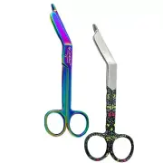 BANDAGE SCISSORS 5.5" Black Paper Coated + Titanium Rainbow Stainless Steel