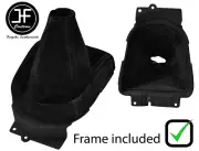 BLACK STITCH SUEDE GEAR BOOT+PLASTIC FRAME FOR MITSUBISHI OUTLANDER 2006-2013