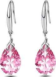 [Maylover] Silver Dangle Earring 14k White Gold Plated 925 Sterling Silver 12mm Pear Shape Naked Drill Crystal Drop Earrings For Women