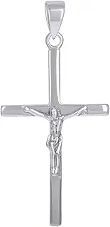 [JewelryWeb] 925 Sterling Silver Unisex Crucifix Cross Religious Charm Pendant Necklace 47.4x22.9mm Wide-Pendant for Women