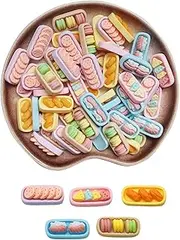 SMKT 50Pcs Funny Beads Imitation 3D Food Charm Custom Resin Beads Womens Handmade Supplies Accessories Macaron Charm Girls Personalised DIY Kit Cute Rectangular Charms, Resin, No Gemstone