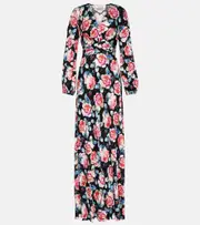 [Diane von Furstenberg] Diane von Furstenberg Monika floral satin maxi dress AU 2 pink
