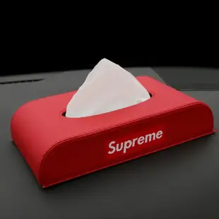 [酷奔車品]潮牌 汽車 用品 抽紙盒 創意 Supreme 車載 車用 紙巾盒 座式餐巾紙盒套 衛生紙盒  汽車面紙盒套 紙盒套