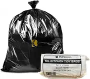 Garbage Bags 18L, 54 x 45 cm - 1 Pack of 50pcs Black Rubbish Bin Liners - 10 microns Standard-Grade Thickness - Waste Bags for Kitchen, Bathrooms, Household & Cleaning