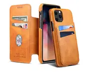 Card Phone Case Clamshell Phone Case Mobile Phone Case Protective Cover Suitable for iPhone 11 Series Wallet Case-Brown