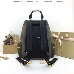 美國代購Burberry 巴寶莉 時尚潮流 大號綠色軍旅背包 時尚尼龍雙肩包 美國outlet代購