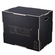 VEVOR 3 in 1 Plyometric Jump Box, 30/24/20 Inch Wooden Plyo Box, Platform & Jumping Agility Box, Anti-Slip Fitness Exercise Step Up Box for Home Gym T
