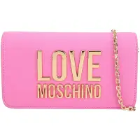 在飛比找Yahoo奇摩購物中心優惠-LOVE MOSCHINO 金字母荔紋皮翻蓋式可拆鍊帶斜背/