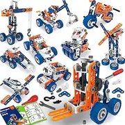 12 in 1 Stem Toys for 5 6 7 8 9+ Year Old Building Block Stem Activities Projects Kit Kids age 4-8 5-7 Creative Set Helicopter Excavator Educational Engineering Erector Set Birthday Gift Boy Toys Girl