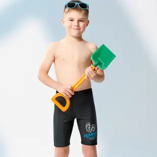 沙兒斯 兒童泳裝 海灘用夾腳拖印染七分男童泳褲