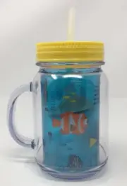 Disney Parks Finding Dory & Nemo Jelly Jar Plastic Mug With Straw