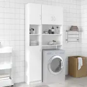 Washing Machine Cabinet Set White Engineered Wood