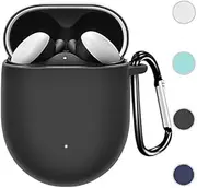 Compatible for Google Pixel Buds 2 Case Cover, [Front LED Visible] Keychain Silicone Protective Cover Case for Google Pixel Buds 2 (Black)