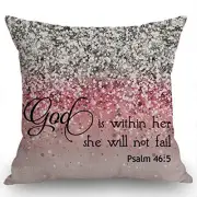 Bible Verse Throw Pillow Cover Psalm 46:5 God is Within Her,She Will not Fail