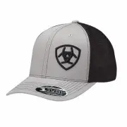 Ariat Mens Hat Baseball Cap Mesh Snap Back Logo Black Grey 1597706