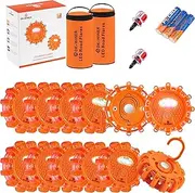 DK-WINER LED Road Flares roadside emergency car kit emergency road flares Kit with Magnetic Base for Vehicles & Boat | 9 Flash Modes(with Batteries) (12pack)