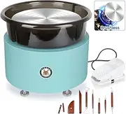 MZOKUU Pottery Wheel for Adults, 11 Inch Electric Ceramic Forming Machine with Foot Pedal, Sculpting Tools Kit, Direct Drive Motor and Two-Way Rotation, Arts Craft Gifts, Blue