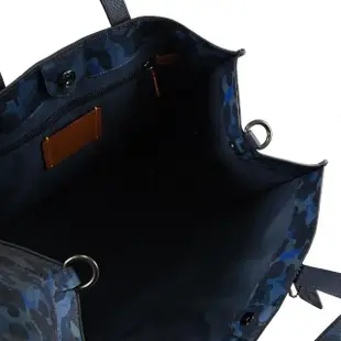 【COACH】經典C字LOGO迷彩印花手提大托特包旅用包兩用包(深藍)