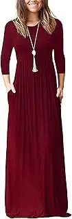 [AUSELILY] Women's Casual Dress | Long Sleeve, Loose Plain, Long, Maxi, with Pockets