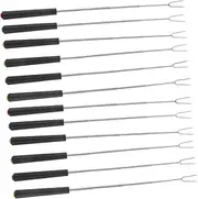 12pcs Telescoping BBQ Forks Hotdog Sticks with Handles for Campfire Roasting and Outdoor Grilling for Sausage Marshmallow Cooking