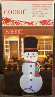 GOOSH 4 FT Height Christmas Inflatable Outdoor Snowman with Top Hat
