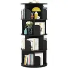 Rotating Bookshelf, 360 Display Corner Bookshelf for Small Space, 4 Tier Black