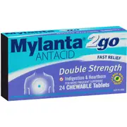 Mylanta 2Go Antacid Double Strength Chewable Tablets Lemon Mint 24 pack