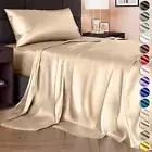 4 Pcs/Set Satin Sheets Full Size Silky & Luxuriously Soft Satin Bed Sheets