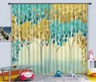 Silver Tree template 3D Curtains Blockout Photo Printing Curtains Drape Fabric