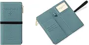 [GEMWONDER] Passport Wallet Premium Nappa Leather RFID Blocking Travel Wallet for Men & Women Blue