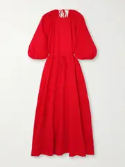 [BERNADETTE] BERNADETTE - Fran Open-back Linen Maxi Dress - Red - FR 42 FR 42 Red