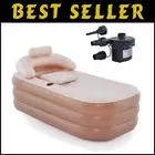 Spa-Quality Brown Inflatable Bathtub with Air Pump and Pillow for Relaxation