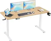 Electric Standing Desk,160 X 70cm Splice-Board,Height Adjustable Standing Desk,Rising Home Office Computer Table with Memory Controller (Burlywood, 160 x 70cm)