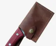 kitchen knife blade cook chopper case bag scabbard sheath cow leather brown H311