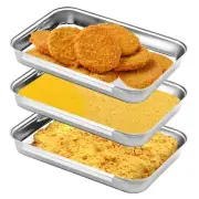 Breading Trays Set of 3 Dredging Trays for Cooking Stainless Steel Breading P...