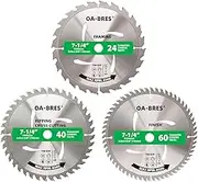 3Pack Combo 7-1/4 Inch Circular Saw Blades with 5/8" Arbor, TCT ATB 24T Framing, 40T Crosscutting, 60T Finish Saw Blade for Various Wood Cutting