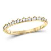 10k Yellow Gold Round Diamond Slender Scalloped Stackable Band Ring 1/6 Cttw