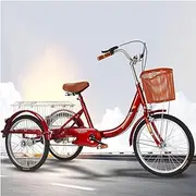 Three Wheel Bike, Anti-Rollover Adult Tricycle 3 Wheel Trike Bike 20Inch 7 Speed with Rear Basket Adjustable Height Seat for Shopping Exercise Recreation Cycling Pedalling