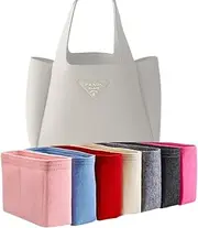 [Generic] Xoppia Bag Organizer compatible with Prada Small leather tote bag. Felt Insert Liner for Women Handbag. (Black, Style B: Side Zipper)