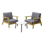 Livsip 3PCS Outdoor Lounge Set Patio Furniture Sets 50cm White Coffee Side Table