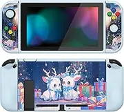 playvital ZealProtect Soft Protective Case for Nintendo Switch, Flexible Cover Protector for Switch with Screen Protector & Thumb Grip Caps & ABXY Direction Button Caps - Santa Deer