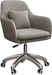 Generic Chairs,Home Office Chair,Desk Chair Mid-Back Computer Chair Soft Comfortable Swivel Chair with Lumbar Pillow Height Adjustable Armchair/Grey/60 * 60 * 80-90Cm