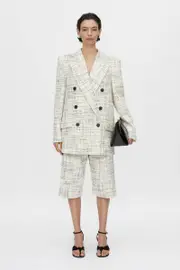 Corvina Bermuda Short in Cream Cross Hatch - CAMILLA AND MARCÆ C&M