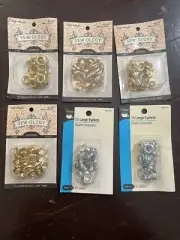 NEW Set of 6 Gold and Silver Metal 1/4” .25” 6mm Grommets Dritz