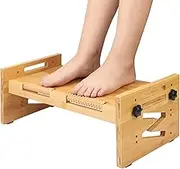 Foot Rest Under Desk, Ergonomic Office Foot Rest Under Desk with 5 Adjustable Height Position, Wooden Foot Stool Under Desk with Massage Roller & Non-Slip Bottom at Home, Office