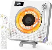 Desktop CD Player: BluetoothCD Player with Converter Rocker Switch for Home,Wall Mountable Music Player with Remote Control Built-in HiFi Speakers LCD Display/Headphone Jack/USB/TF Card