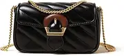 [Chloe soo] Shoulder Bag for Women Leather Black Tote Bag Fashion Clutch Retro Classic Purse Buckle Closure