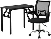 Artiss Computer Desk Mesh Office Chair Set Foldable Home Study Table Black