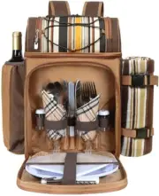 Picnic Basket Backpack for 2 Person with Insulated Cooler Compartment Wine
